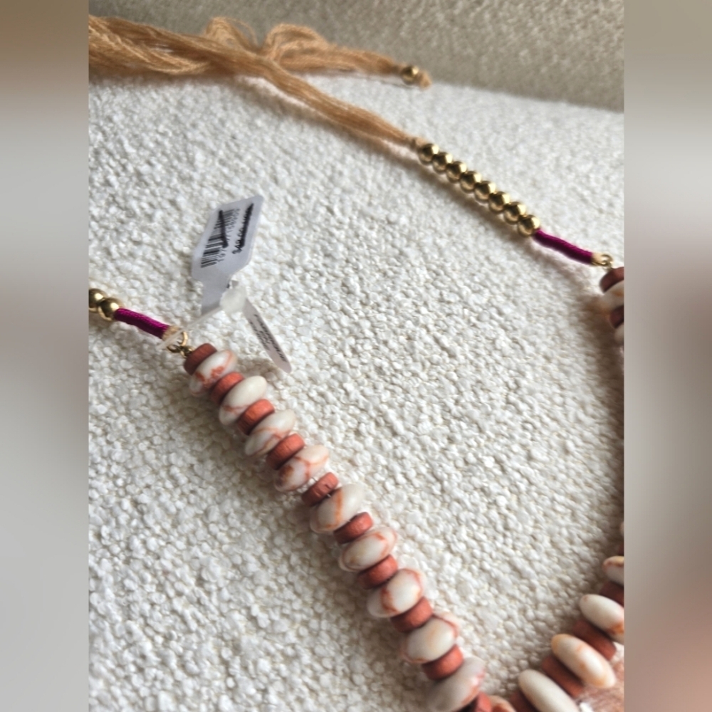 NEW - Free People, Love Letter To The Sea Necklace, Neutral Pink Tone- NWT! - Picture 6 of 8